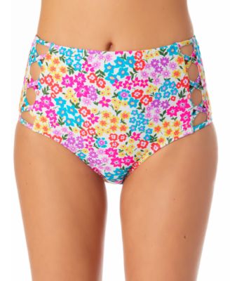 California Waves Juniors High Rise Strappy Side Bikini Bottoms