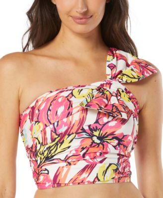 Carmen Marc Valvo Women S Convertible One Shoulder Floral Print Bikini