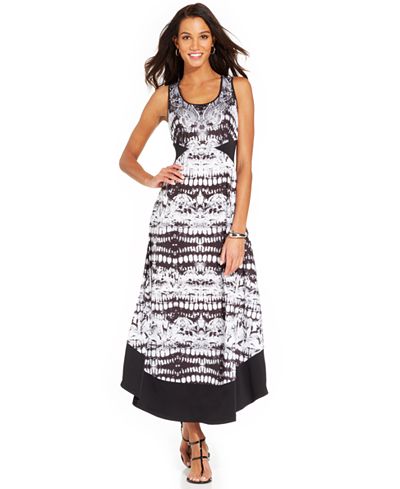 Styleco. Petite Sleeveless Printed Maxi Dress - Sale Clearance - Women - Macy&#39;s $46.99 at mediakits.theygsgroup.com