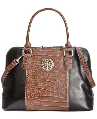 Giani Bernini Leather Filligree Croc-Embossed Dome Satchel - Handbags & Accessories - Macy&#39;s