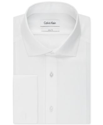 Calvin Klein STEEL Slim-Fit Non-Iron Performance White French Cuff Dress Shirt