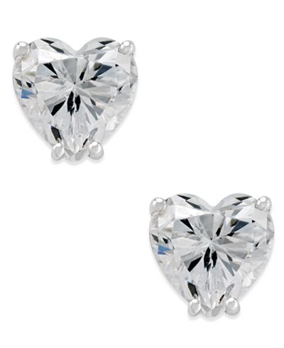 earrings swarovski heart zirconia 14k stud gold arabella