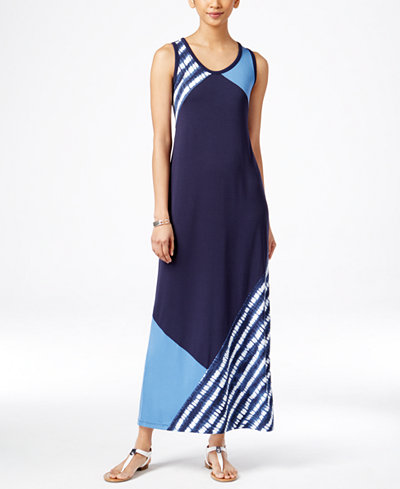 Style & Co. Sleeveless Colorblocked Maxi Dress, Only at Macy&#39;s - Dresses - Women - Macy&#39;s