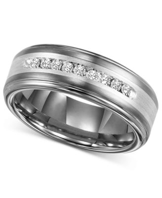 Tungsten and diamond wedding rings