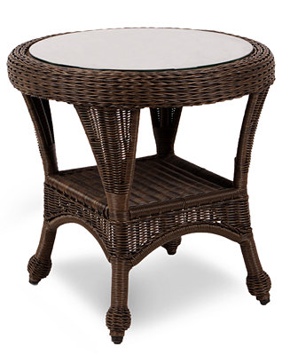 Monterey Wicker 22&quot; Round Outdoor End Table - Furniture - Macy&#39;s