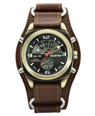 leather digital watch