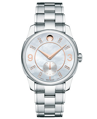 Movado Women's Swiss LX Diamond Accent Stainless