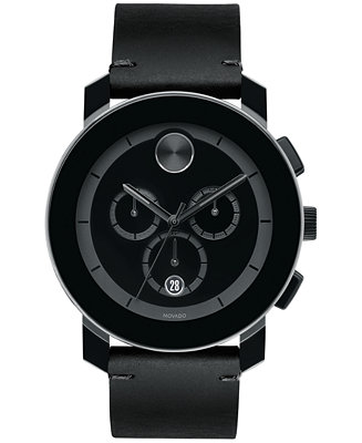 Movado Men's Swiss Chronograph Bold Black Leather 3600337