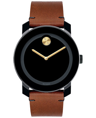 Movado Unisex Swiss Bold Rustic Brown Leather 3600305