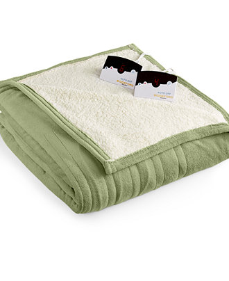 Biddeford Microplush Reverse Sherpa Heated Twin Blanket - Blankets & Throws - Bed & Bath - Macy&#39;s