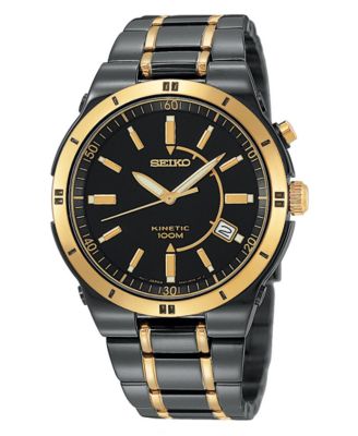 Seiko Watch, Men's Kinetic Stainless Steel Bracelet 39mm SKA366 ...