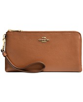 COACH DOUBLE ZIP WALLET IN POLISHED PEBBLE LEATHER