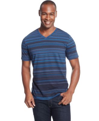 Alfani RED Striped V-Neck T-Shirt, Only at Macy's