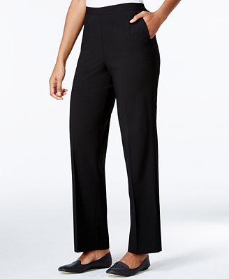 Alfred Dunner Petite Pull-On Straight-Leg Pants, Black - Pants - Women - Macy's