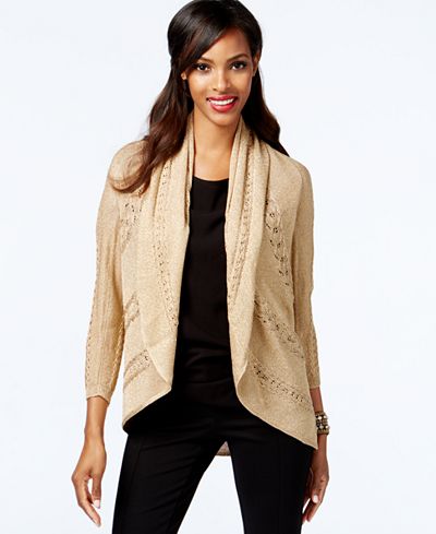 cardigan lurex sweater open macy alfani