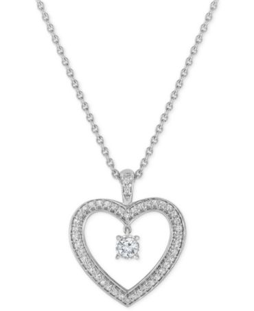 floating necklace diamond heart pendant 10k ct gold