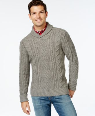 Tommy Hilfiger Cooke Cabled Shawl-Collar Sweater 