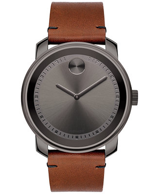 Movado Men's Swiss Bold Rustic Brown Leather 