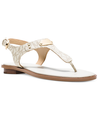 MICHAEL Michael Kors MK Plate Flat Thong Sandals - Women - Macy&#39;s