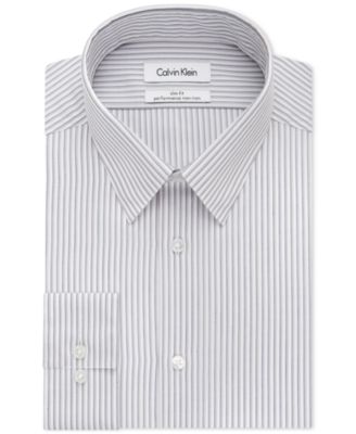 Calvin Klein STEEL Non-Iron Slim-Fit Blue Multi-Stripe Performance Dress Shirt