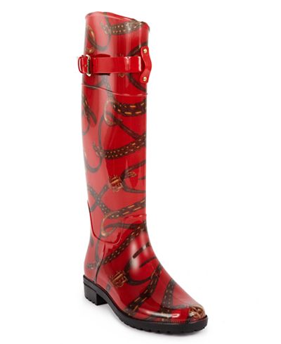 ralph lauren black and red rain boots