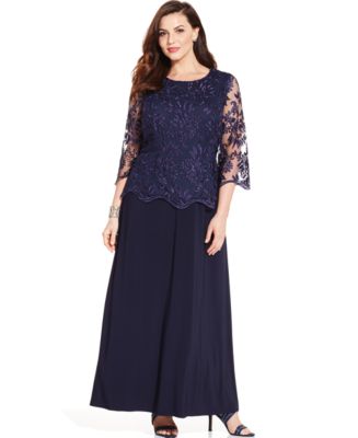 Alex evenings long sleeve plus size formal dresses for women