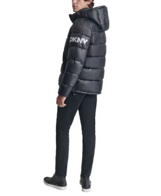 DKNY Men's Shiny Nylon Hooded Puffer Jacket - Coats - Free