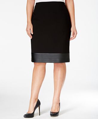 klein calvin hem faux pencil skirt plus leather skirts