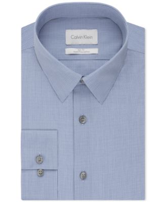 Calvin Klein Platinum Slim-Fit Cadet Blue Check Dress Shirt 