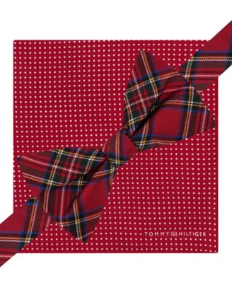 Tommy Hilfiger Royal Stewart To-Tie Bow Tie and Small Dot Pocket Square Set