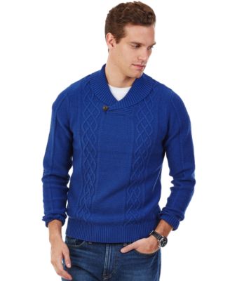 Nautica Cable-Knit Shawl-Collar Sweater
