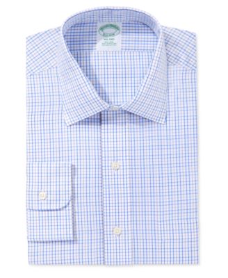 Brooks Brothers Milano Extra Slim Fit Non-Iron Light Blue Plaid Dress Shirt