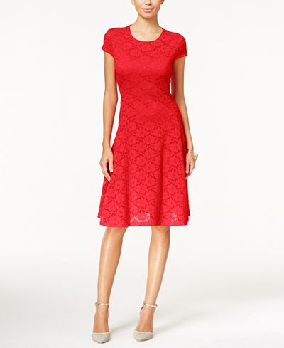 Alfani Petite Lace Fit & Flare Dress, Only at Macy&#39;s - Dresses - Women - Macy&#39;s