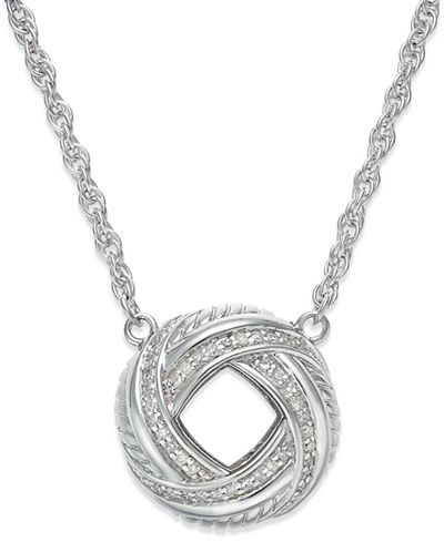 knot pendant diamond sterling ct necklace silver