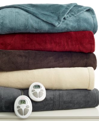 CLOSEOUT! Sunbeam Channeled Microplush Heated Blankets - Blankets & Throws - Bed & Bath - Macy&#39;s