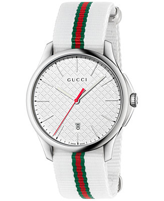Gucci Men's Swiss G-Timeless White & Green-Red-Green YA126322