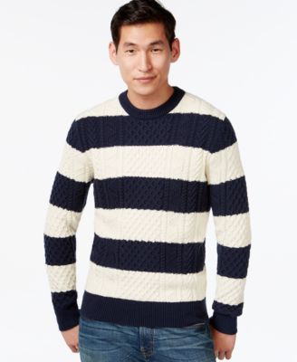Tommy Hilfiger Mikey Cable-Knit Rugby-Stripe Sweater 