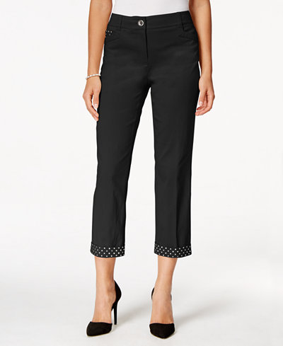 Style & Co. Rhinestone-Trim Cropped Pants, Only at Macy's - Pants & Capris - Women - Macy's