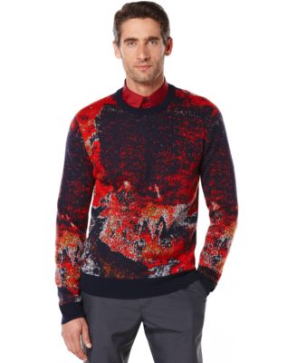 Perry Ellis Wool Jacquard Thermal-Print Sweater 