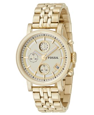 Fossil Women&#39;s Gold Plated Bracelet Watch ES2197 - Watches - Jewelry & Watches - Macy&#39;s