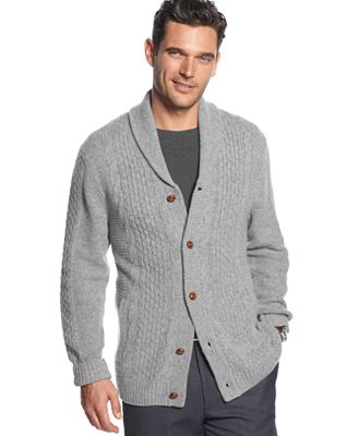 Tasso Elba Sweater, Shawl Collar Toggle Lambswool Cardigan