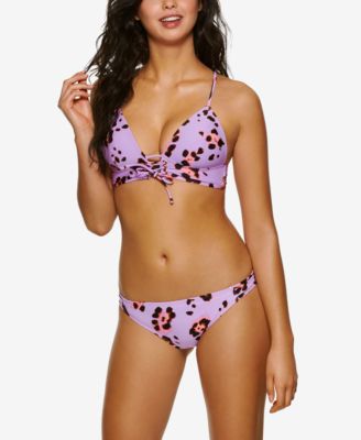 Hula Honey Juniors True Spots Lace Up Midkini Push Up Bikini Top