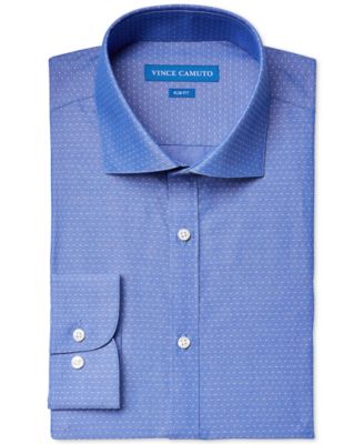 Vince Camuto Slim-Fit Blue and White Pin-Dot Dress Shirt
