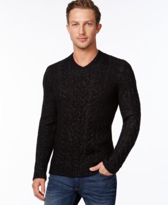 Calvin Klein Premium Chunky Cable-Knit V-Neck Sweater 