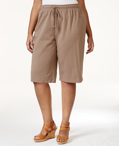 Karen Scott Plus Size Drawstring Skimmer Shorts, Only at Macy's - Shorts - Plus Sizes - Macy's
