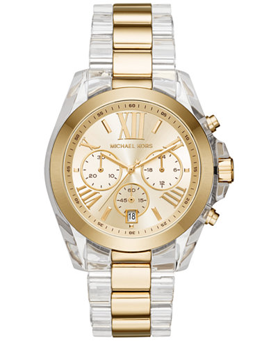 Michael Kors Women&#39;s Chronograph Bradshaw Two-Tone Stainless Steel and Acetate Bracelet Watch ...