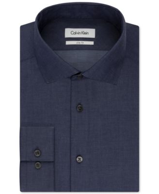Calvin Klein Steel Slim-Fit Non-Iron Performance Indigo Solid Dress Shirt