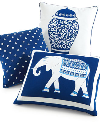 CLOSEOUT! Martha Stewart Collection Indigo Decorative Pillows, Only at Macy s - Decorative ...