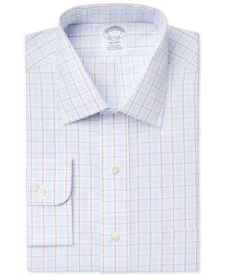 Brooks Brother Regent Classic-Fit Non-Iron Light Blue Plaid Dress Shirt