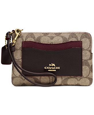 COACH CORNER ZIP WRISTLET IN COLORBLOCK SIGNATURE COATED CANVAS - Handbags & Accessories - Macy&#39;s